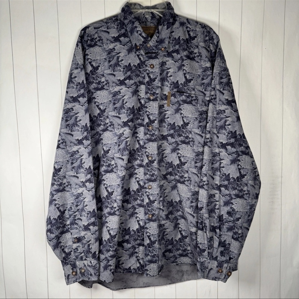 North River Outfitters 100% Cotton Outdoor Button Shirt Nature Travel Blue Large